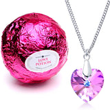 Love Potion Bath Bomb with Necklace Created with Swarovski Crystal Extra Large 10 oz. Made in USA