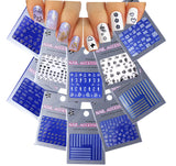 Lovely Nail Art 3D Stickers Decals Silver Gold Black & White Collection of 10 - Fish ♥ Seahorse ♥ Anchor ♥ Hearts ♥ Long Ornaments, etc - / GSBWV /