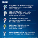 Oral-B Genuine CrossAction Replacement White Toothbrush Heads, Refills for Electric Toothbrush, Angled Bristles for up to 100 Percent More Plaque Removal, Mailbox Size, Pack of 8