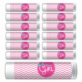 "It's a Girl" Premium Lip Balm—Bulk 12-Pack—Smooth Mint Flavored, SPF 15, Made with Beeswax, Aloe Vera, Coconut Oil, Avocado Oil, Vitamin E. Gender Reveal, Baby Shower Party Supplies and Party Favors.