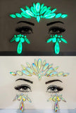 face gems makeup mermaid Face jewels festival Women Face Gems fluorescence crystal sticker rhinestone glitter temporary tattoo for halloween make up (TP361 peacock tail)