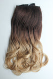 17" 22" 25" Clip in Hair Extensions 5 Clips Wavy Ombre 3/4 Full Head (17 inch, Dark brown to light blonde)