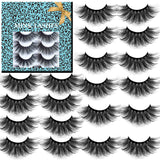 10 Pairs 8D 25mm Mink Eyelashes Faux Dramatic False Eyelashes Fluffy Long Fake Eyelashes Pack Handmade Eyelashes Extension Soft Queen Lashes Reusable Bold Makeup Women Gifts Box (Tiffany A02-10Pair)