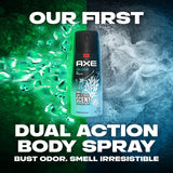 AXE Dual Action Body Spray Deodorant for Long Lasting Odor Protection Cool Ocean All Day Fresh Scent Mens Formulated Without Aluminum 4 oz