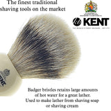 Kent BK2 Shaving Brush, Handcrafted Badger Brush and Mock Ivory Base Shave Brush, Shaving Brush for Shave Cream and Shaving Soap for a Perfect Lather, Kent Luxury Shaving Since 1777. Made in England