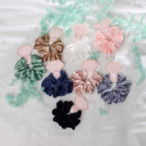 Bachelorette Party Hair Ties 9 PCS-Bachelorette and Wedding Shower Party Favors for Bridesmaids, Hair Scrunchies-Satin Bridesmaid Gift for Wedding Parties(White & Blue)
