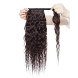 SEGO Ponytail Extension Human Hair Wavy Pony Tails Hair Extensions Wrap Around Ponytail Hair Extensions Long Corn Wave 100% Real Remy Hair With Magic Paste For Women Black Brown 18 Inch 90g