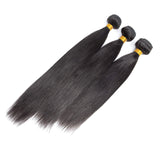 Brazilian Straight Hair Bundles Remy Hair Weave, Brazilian Virgin Hair 3 Straight Human Hair Bundles (10 12 14, Natural Black)