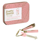 Pretty Useful Tools Gold Travel Nail and Manicure Set With Tweezers and Carabiner