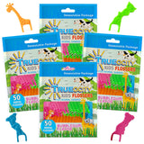 Trueocity Kids Dental Flossers 4 Pack (200 Total), Cute Animal Shapes Makes Flossing Fun, Dental Floss Glides Easy Between Teeth, Flosser Helps Prevent Tooth Decay & Gum Disease, Bubble Gum Flavored