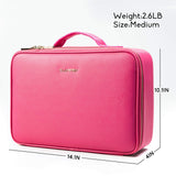 GLAMFORT Makeup bag makeup case travel makeup train bag rose red large capacity with dividers cosmetic bag organizer