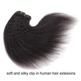 FAAAL 14" Hair Kinky Straight Clip In Human Hair Extensions 120g 7pcs/lot Natural Black Double Weft Brazilian Virgin Hair (14")