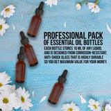 4 Pack Essential Oil Bottles - Round Boston Empty Refillable Amber Bottle with Glass Dropper [ Free Stainless Steel Funnel ] for Liquid Aromatherapy Fragrance Lot - (1/3 oz) 10ml