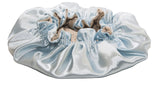 Large 22 Inches- LT BLUE Shower Cap and Hair Bonnet (2 in 1 Satin & Microfiber Waterproof/Water Repellent Fabric CAP)