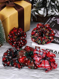20 Pieces Christmas Hair Scrunchies Soft Elastic Hair Bands Plaid Hair Scrunchy Ties Christmas Hair Accessories for Women Supplies
