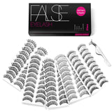 Eliace 50 Pairs 5 Styles Lashes Bulk Handmade False Eyelashes Set Professional Fake Eyelashes Pack, Lashes For Women, Eyelashes Natural Look Very Soft and Comfortable, With Free Eyelash Tweezers