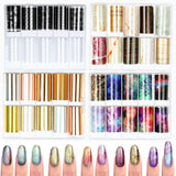Star Brand 40 Sheets Nail Art Foil Transfer Stickers Rolls, Starry Sky Black and White Lace Marble Printed Adhesive Nails Wraps Transfer Decals Nail Art DIY Decals Manicure Design