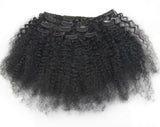 Afro Kinkys Curly Clip in Human Hair Extensions Kinky Curly Clip ins Hair Extension Weft Natural Black Color (8" 70g, Natural Black)