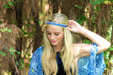 Royal Blue and Silver Rhinestone Headband, Gatsby, Roaring 20's, Fashion, Rhinestone Headband, Bohemian, Beach, Rhinestones Adjustable Stretch Band