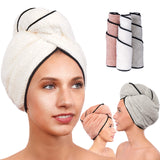Microfiber Hair Towel Wrap for Women - Quick Drying Turban for Curly, Long, Thick or Short Hair - Ultra Absorbent Anti Frizz Head Wraps for Sleeping and Showering (3 Pack)