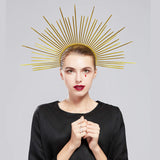 Fantherin Mary Halo Crown Headband Goddess Zip Tie Spiked Halo Crown Halloween Costume Headpiece Headdress for Cosplay Party (Gold)