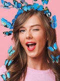 2 Pieces Halloween Butterfly Headbands and 20 Pieces Butterfly Hair Clips Festival Crown Headpiece for Women Halloween Costume Accessories