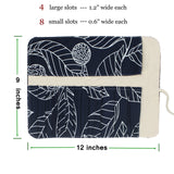 12 Pockets Makeup Brushes Rolling Case Pouch Holder Cosmetic Bag Organizer Case with Belt Strap, NO BRUSHES (Blue Leaf)