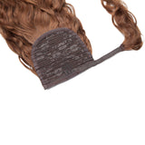 SEGO Ponytail Extension Human Hair Wavy Pony Tails Hair Extensions Wrap Around Ponytail Hair Extensions Long Corn Wave 100% Real Remy Hair With Magic Paste For Women Medium Brown #04 20 Inch 95g