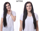 OneDor 24" Straight Full Head Kanekalon Futura Heat Resistance Hair Extensions Clip on in Hairpieces 7pcs 140g (Straight 8#-Light Chestnut Brown)