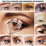 48 Pieces Eyelash Curler Makeup Tools Set, include Mini Eyelash Curler Kit, Eyebrow and Eyelash Extension Tweezers, Eyelash Eyebrow Brush Comb and Eyelashes Scissors, Silicone Refill Pads (Rose Gold)