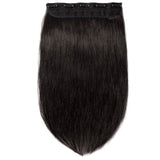 S-noilite 24inch 3/4 Full Head Clip in Extension Human Hair Invisible Thicken Straight Clip on Human Hair Extension One Piece 5 Clips 100% Remy Human Hair #1B Natural Black