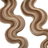 20 PCS Rooted Tape In Hair Extensions Human Hair Invisible Seamless Skin Weft Body Wave Highlight Double Side Tape Hair Extensions Natural Wavy (22'',50g/20pcs,#12P613 Golden Brown&Bleach Blonde)