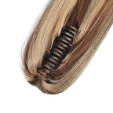 100% Remy Human Hair Ponytail Extension One Piece Claw/Jaw Clip Ponytail Hairpiece Clip In Pony Tail Extensions For Girl Lady Women Long Straight #4P27 Medium Brown&Dark Blonde 22'' 120g