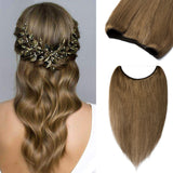 S-noilite Secret Wire Extensions Human Hair Hidden Crown Hair 16" 60g #6 Light Brown One Piece Invisible Miracle Wire In Remy Human Hair Extensions for Women