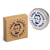 Twin Beards Beard Care Set for Men | 100% Boar Bristle Beard Brush & Metal Tin | Sandalwood Beard Balm | Conditions & Strengthens Softer & Thicker Beard | Cocoa Butter, Bees Wax & Jojoba Oil | 3.5 oz