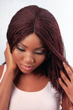 WOW BRAIDS Twisted Wigs, Blunt Bob - Micro Twist Wig - Color 35-12 Inches. Synthetic Hand Braided Wigs for Black Women.