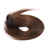 S-noilite 20inch Clip in Extensions Human Hair 8 Pieces 105g Full Head Clip in Natural Human Hair Extension Medium Brown Grade 7A Thick Straight Clip on Real Remy Hair Ombre #4