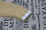 16" 50g Remy Tape in Human Hair Extensions Long Straight Hair 20pcs/pack Seamless Skin Weft Invisible Double Sided Glue in Hair #613 Bleached Blonde