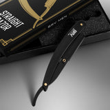Straight Razor - Straight Edge Razor - Stainless Steel - Shavette - Barber Razor - Mens Shaving Knife - Straight Razor Kit - For Men and Women - Black
