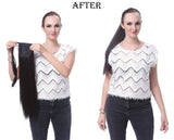 Onedor 24" Straight Wrap Around Ponytail Extension for Women. Premium Synthetic Fiber 120g-130g (1B# Off Black)