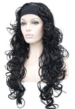 3/4 Band Headband wig Women's Dark Black Long Curly Wigs for Women ladies wigs Wiginway