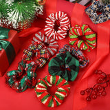24 Pieces Christmas Hair Scrunchies Soft Elastic Hair Bands Plaid Snowflake Hair Scrunchy Christmas Elastics Bobbles for Women Girls Hair Accessories, 24 Styles