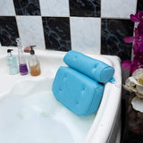 Premolux Bathtub Headrest Pillow - Ergonomic Upper Back and Neck Support with Powerful Suction Cups - Premium Bath Cushion for Women, Men, or the Elderly (Blue)