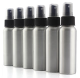 2-Ounce Aluminum Fine Mist Spray Bottles (6-Pack); Mini Metal Atomizer Bottles, 2.75oz Travel / Purse / Sample Size