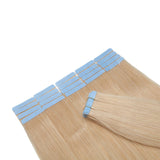 S-noilite Tape in Hair Extensions Blonde 18 Inch 30g 20pcs 100% Remy Human Hair White Blonde Double Sided Rooted Seamless Skin Weft Tape on Natural Hair Extension Bleach Blonde #613