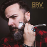 BRV MEN Straight Razor - 100 Lord Platinum Single Edge Razor Blades - Straight Edge Razor - All Stainless Steel - Shavette - Barber Razor - Mens Shaving Knife - Straight Razor Kit - For Men - Silver