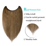 S-noilite Secret Wire Extensions Human Hair Hidden Crown Hair 16" 60g #6 Light Brown One Piece Invisible Miracle Wire In Remy Human Hair Extensions for Women