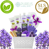 Deluxe XL Gourmet Spa Gift Basket with Essential Oils. 20-Piece Luxury Bath & Body Gift Set with Bath Bombs, Bubble Bath & More! Huge Gift Set for Her, Holiday Gift (Grapeseed & Lavender)