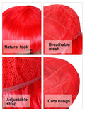 4 Pieces Short Bob Hair Wigs Costume Colorful Cosplay Wig Daily Party Hairpiece for Women Girls Decoration (Yellow, Red, Blue, Purple)