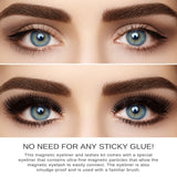 Full Eye Set,10 Pairs Magnetic Eyelashes With 2 Magnetic Eyeliners, Tweezer and 6-Color Eyeshadow (with brush), Long-Lasting, Reusable, Multi Styles Lashes, Natural Look-No Glue Needed